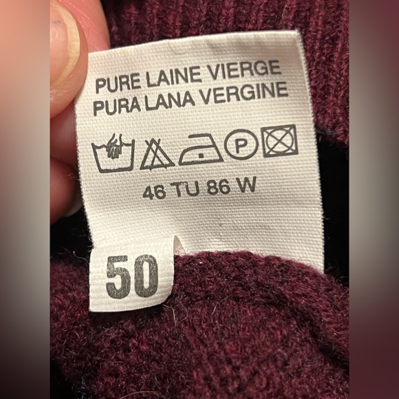 The Original Burlington 100% Lambswool Sweater Men’s Sz 50/ M Collared Burgundy - Picture 8 of 10
